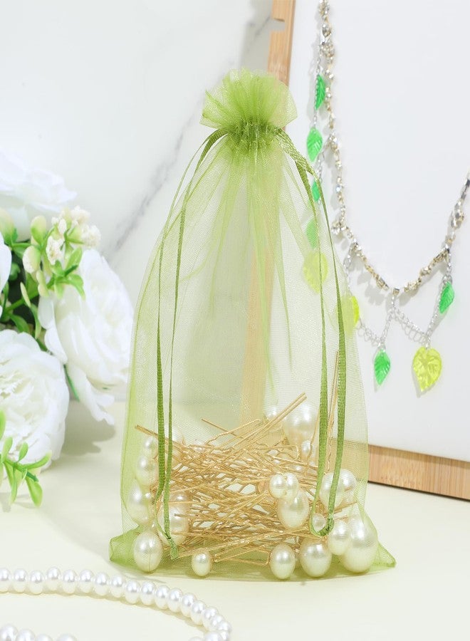 Alrhso 50Pcs Sage Green Party Favor Bag Organza Drawstring Bags 5''X7'' Olive Green Mesh Gift Bags Fruit Protection Netting Bag Draw String Packaging Bages for Fruit Wrap Candy Jewelry Festival - Image 3